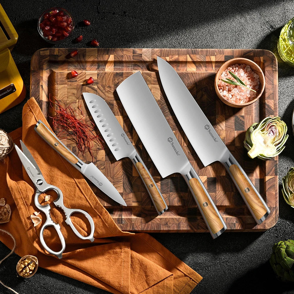 Sunnecko Japanese Chef Knife – 1.4116 Steel & Olive Wood Handle Japanese Chef Knife Axl