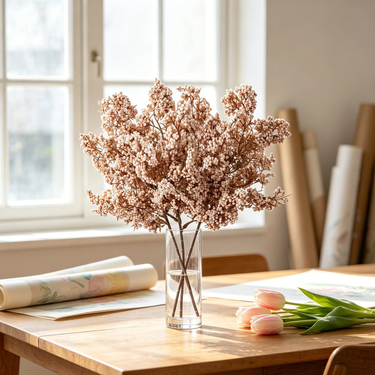 Artificial Winterberry Branch – Faux Floral Stem for Home Décor Artificial Floral Stem Axl