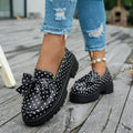 Women's Polka Dot Bow Sneakers – Retro Slip-On Flat Shoes Women's Slip-On Flats Axl 39 black