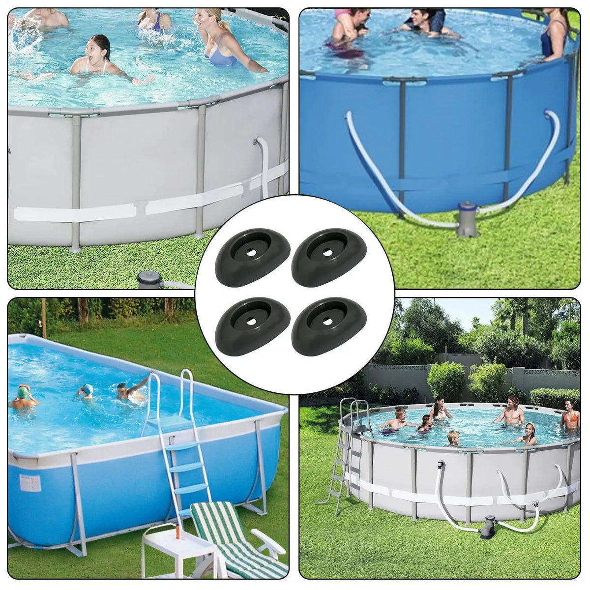 Pool Support Leg Caps 4-Pack – Universal PVC Frame End Caps Pool Frame Accessories Axl