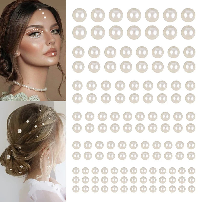 220Pcs Mixed Pearl Stickers 3–6mm | Nail Art & DIY Decor Nail Art Stickers Axl
