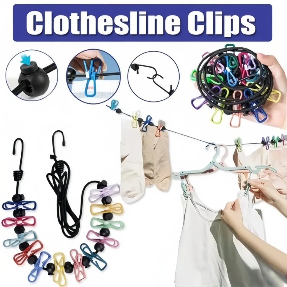 Retractable Clothesline 1.8m with 12 Metal Clips | Travel & Camp Retractable Clothesline Axl