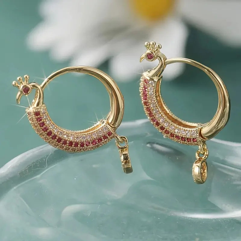 Huitan Cubic Zirconia Hoop Earrings – Geometric Women's Jewelry Hoop Earrings Axl