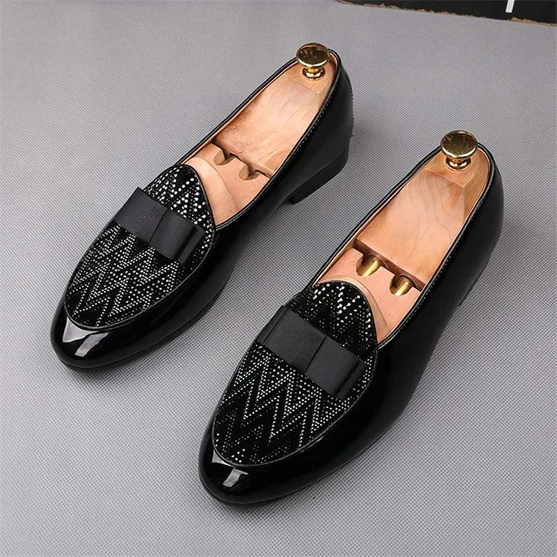 Men's Patchwork Leather Loafers – Wedding & Party Dress Shoes Men's Dress Loafers Axl