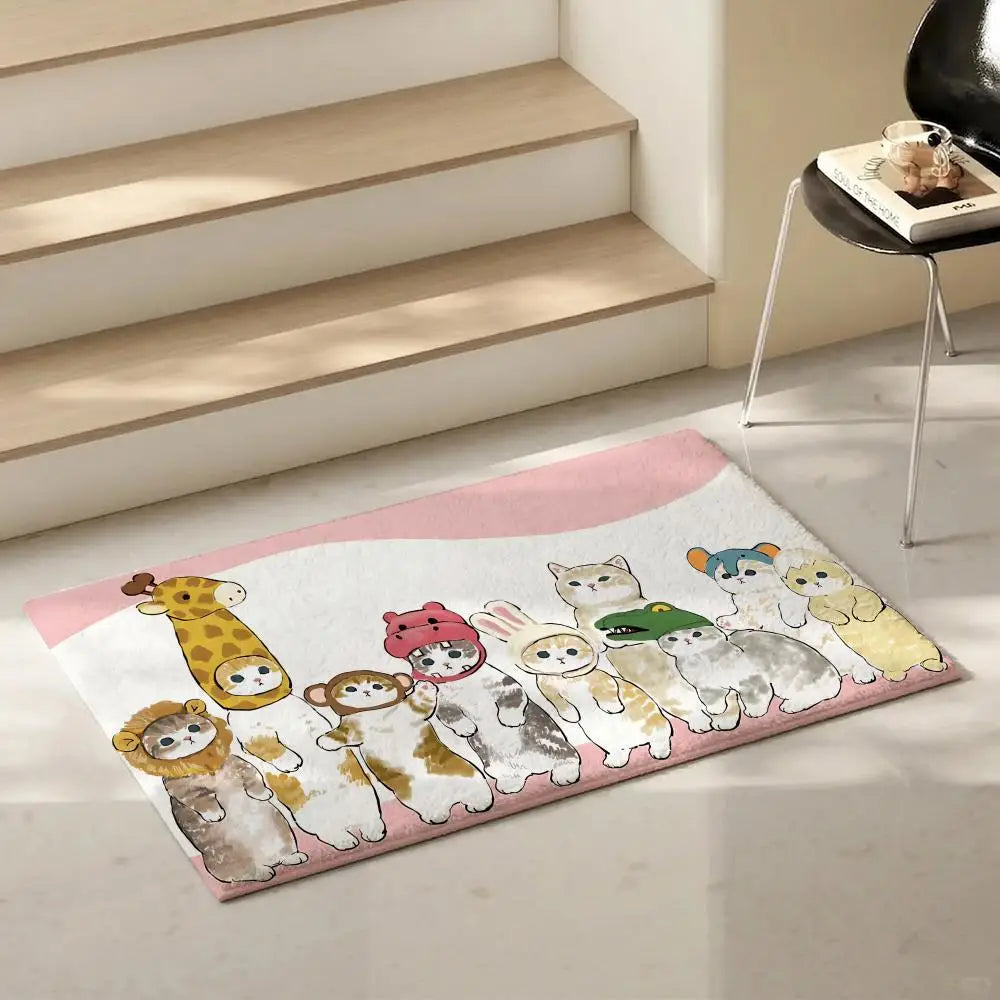 Mofusand Character Flannel Floor Mat – Non-Slip Soft Plush Rug Flannel Floor Mat Axl