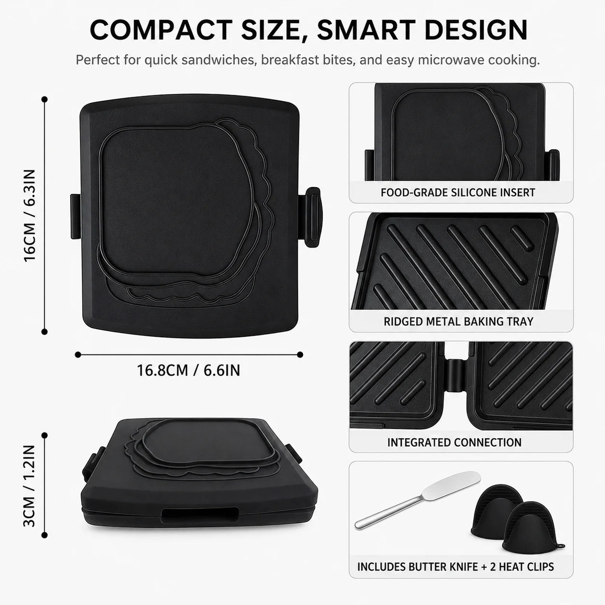 Microwave Sandwich Maker & Toastie Grill Pan with Silicone Mitts Microwave Grill Pan Axl