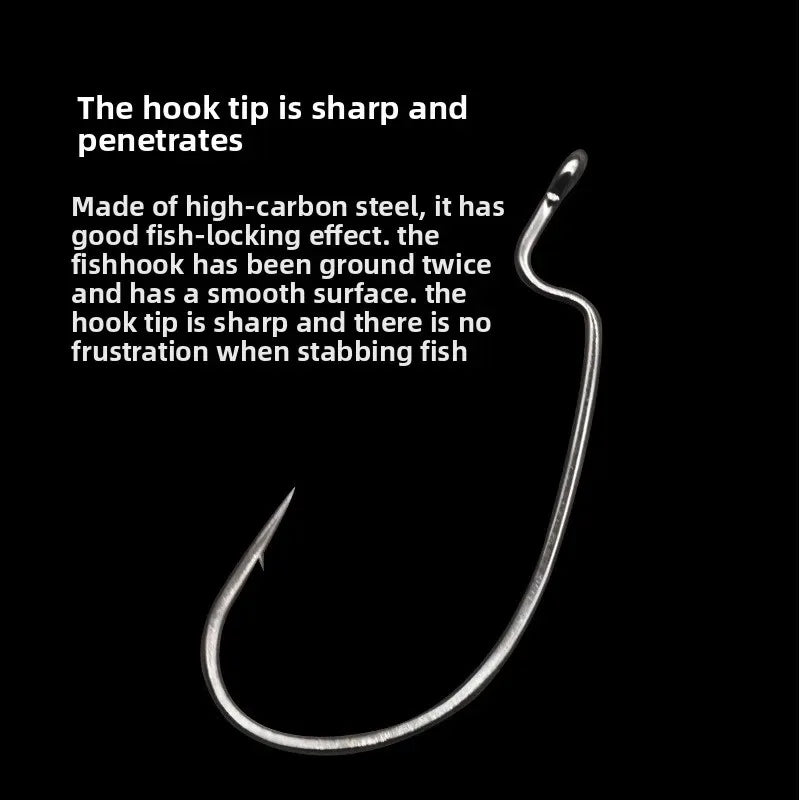 10-Pack Texas Rig Straight Shank Hooks – Wide Bend Soft Bait Fishing Hooks Axl