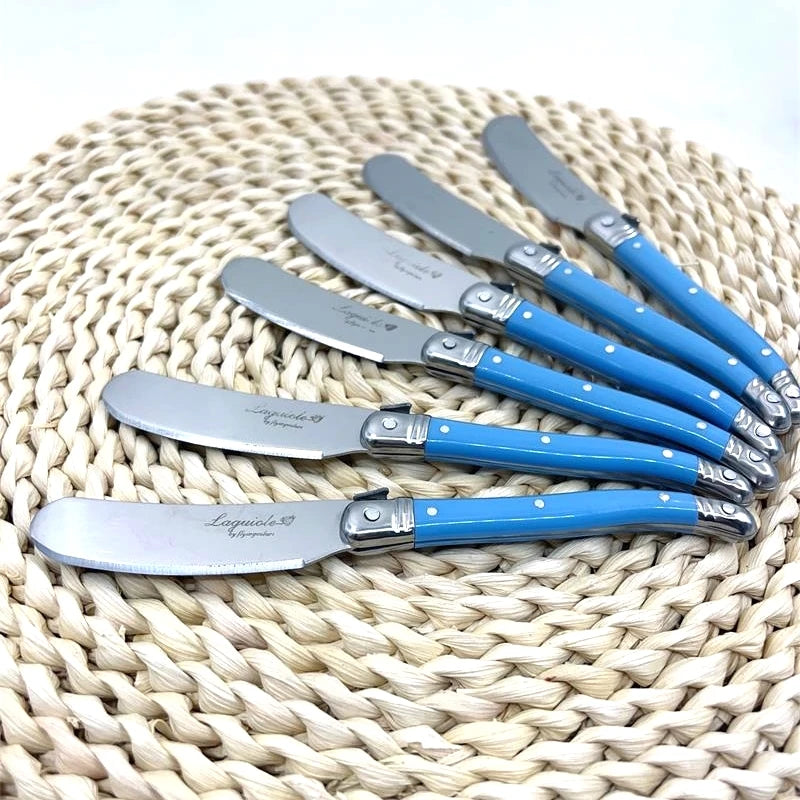Laguiole Butter & Cheese Spreader Knife Set | Stainless Steel Cheese Spreader Set Axl 6pcs blue