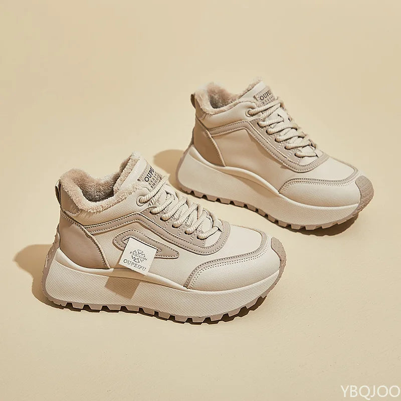 Women's Wedge Sneakers – Height Boost Lace-Up Casual Shoes Wedge Sneakers Axl Khaki velvet 35