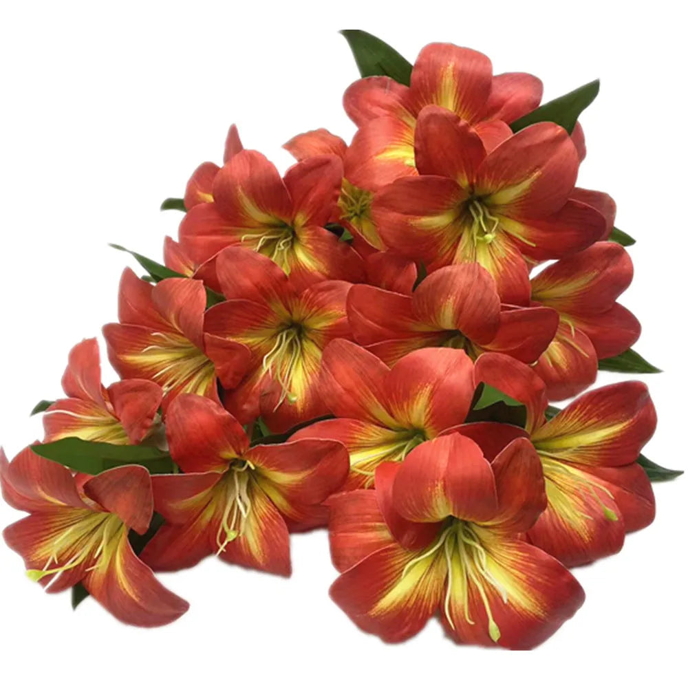 6-Pack Real Touch Artificial Day Lily Flower Stems – 3 Heads Artificial Flower Stems Axl