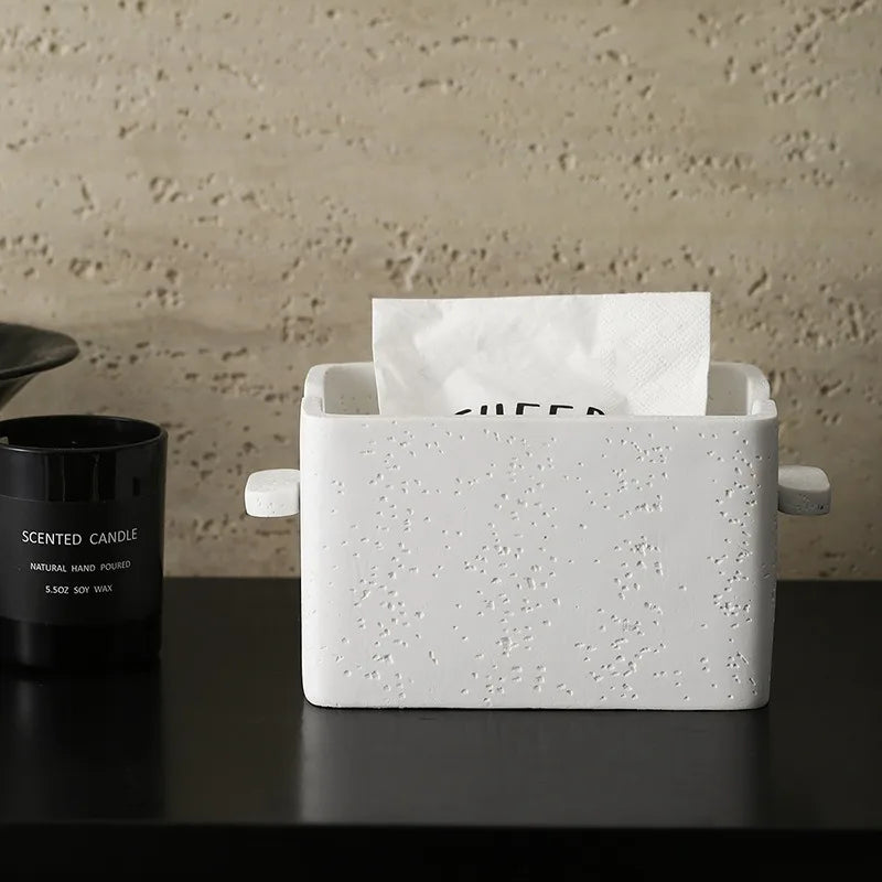 Luxury Stone Texture Tissue Box – Vintage Porcelain Napkin Case Decorative Tissue Box Axl