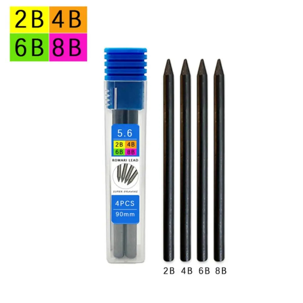 5.6mm Metal Mechanical Pencil with Built-In Sharpener Mechanical Pencil Axl 2B-4B-6B-8B-Mixed