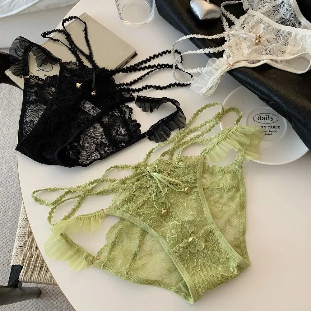 Women's Seamless Lace Bow Briefs – Ice Silk Cotton Crotch Panties Women's Briefs Axl