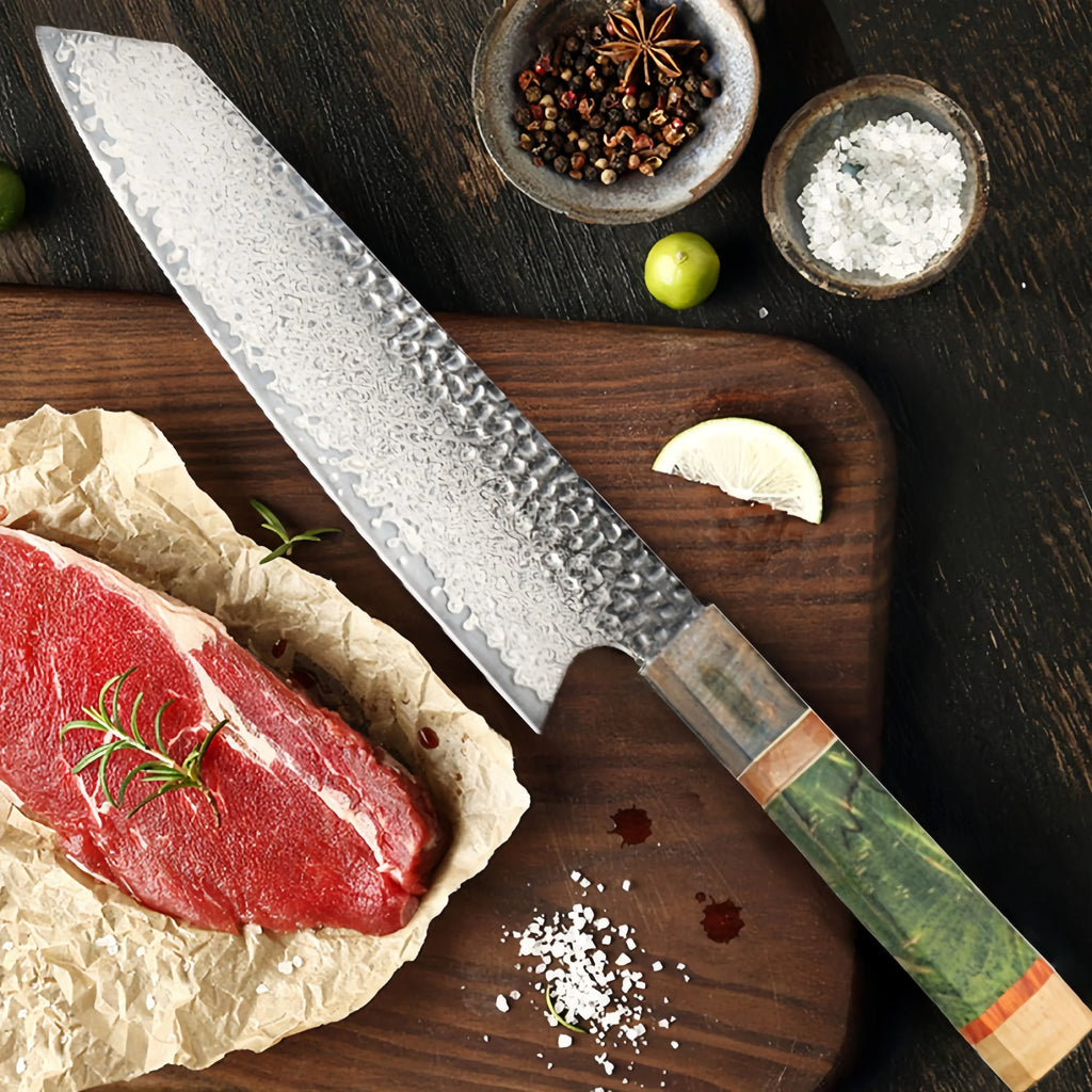 8-Inch 67-Layer VG10 Damascus Chef Knife – Wood Handle Damascus Chef Knife Axl