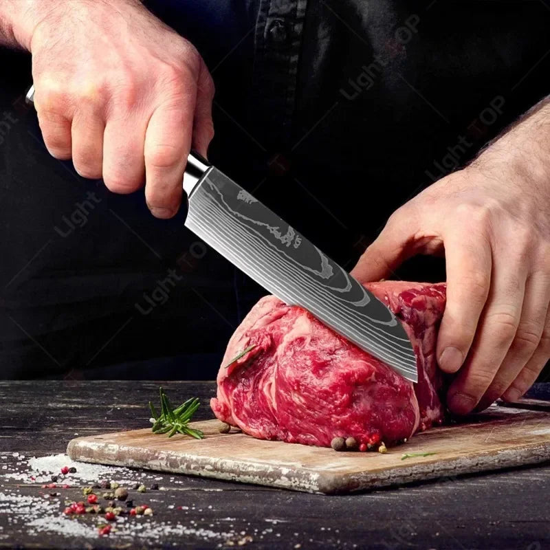 InLeung Damascus-Pattern Chef Knife – Sharp Stainless Steel Chef Kitchen Knife Axl