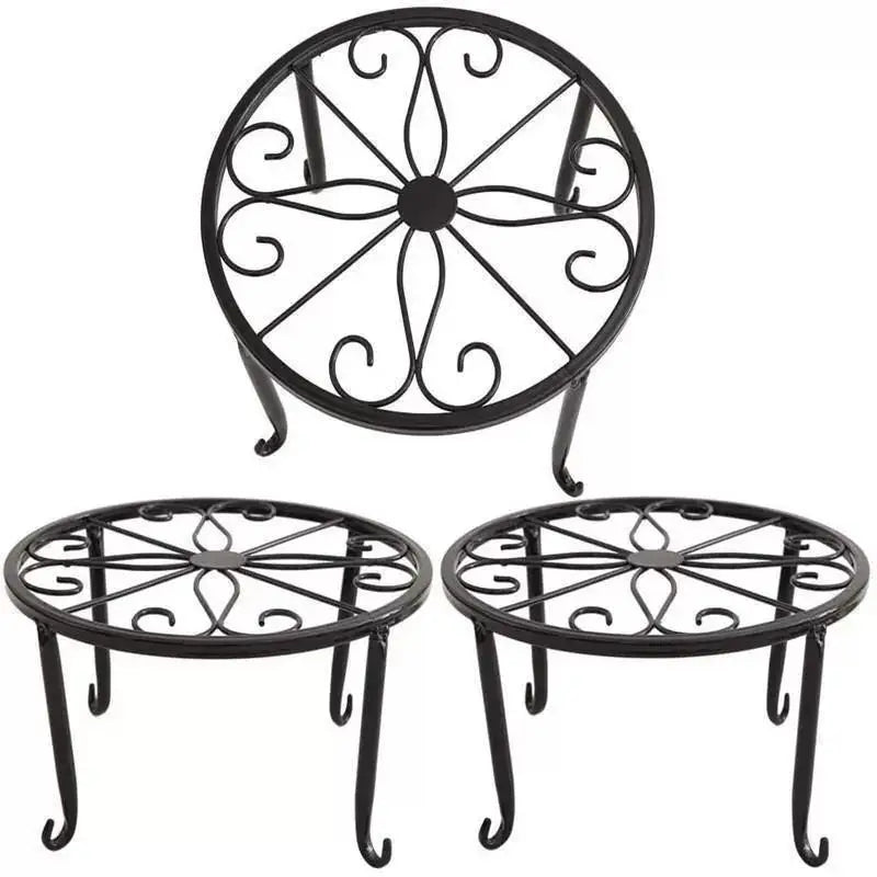 Wrought Iron Flower Pot Stand – Balcony & Garden Display Shelf Plant Display Stand Axl