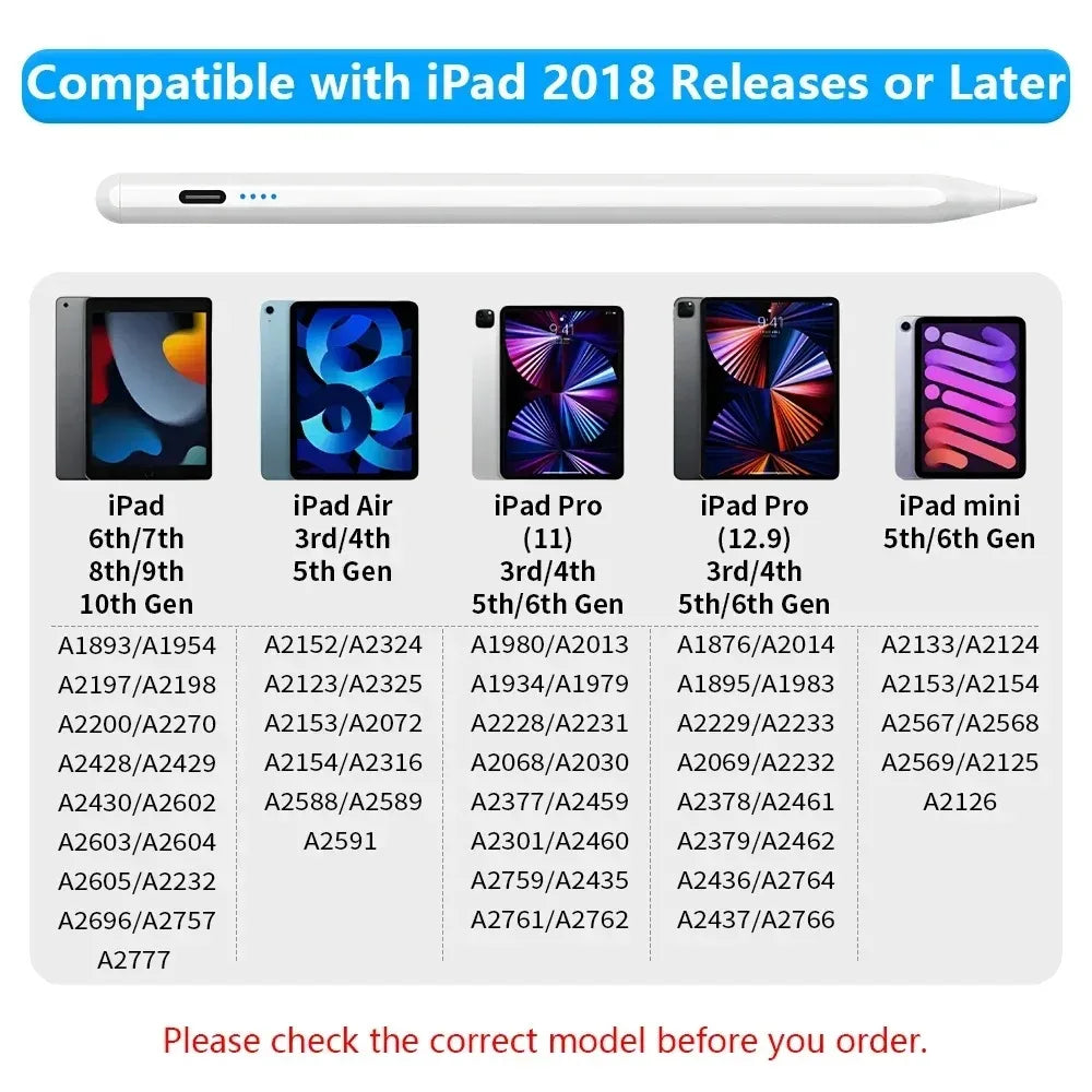 iPad Stylus Pen – LED Power Display & Palm Rejection 2018–2025 iPad Stylus Pen Axl