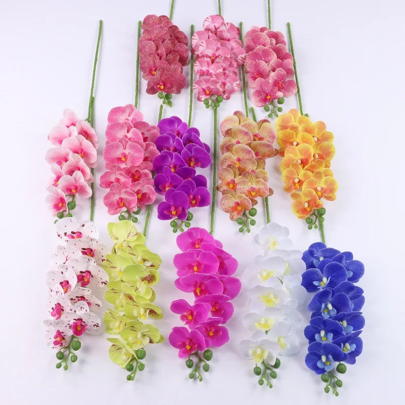 Artificial Real Touch Orchid Flowers – 9 Heads, Set of 3 Artificial Orchid Stems Axl