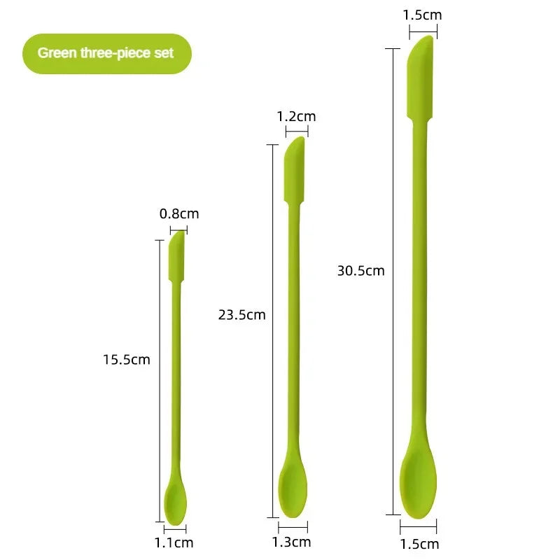 3-Piece Silicone Spatula Set – Mini Makeup & Skincare Scraper Makeup Spatula Set Axl Green Three-Piece -G L