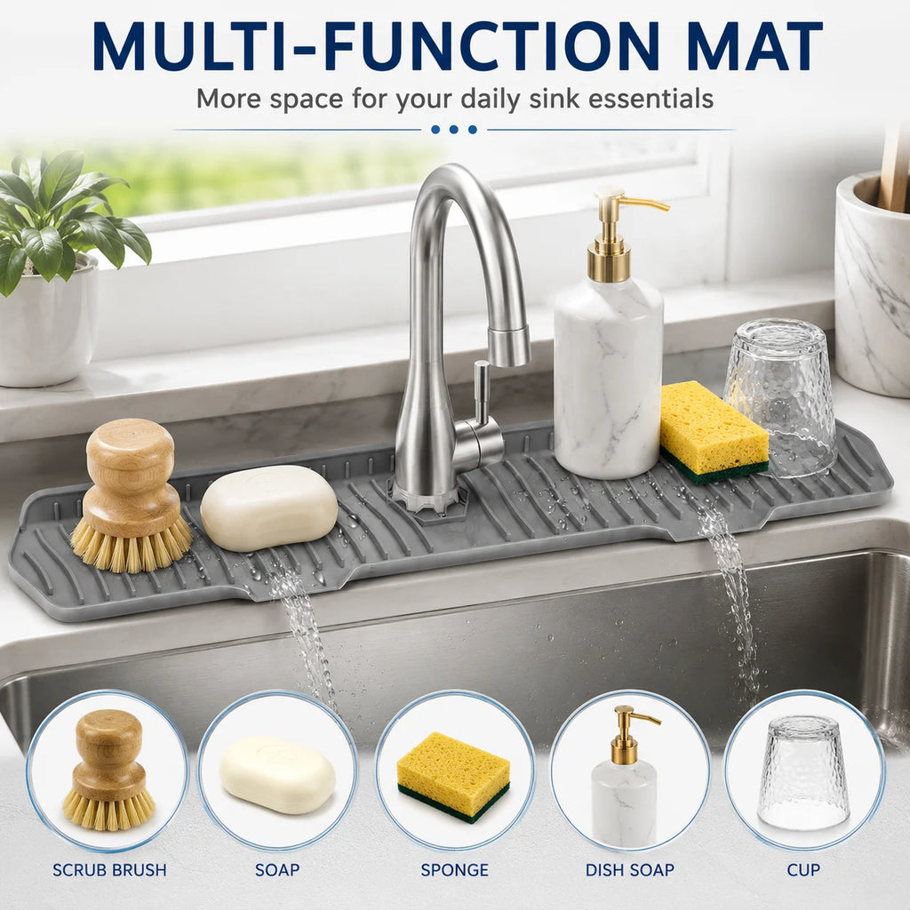 Uwhise Silicone Faucet Drip Catcher Tray | Sink Splash Guard Mat Sink Drip Mat Axl