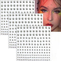 Silver Face Gems & Nose Stud Stickers – 3 Sheets, Punk Cosplay Face Gem Stickers Axl 3pcs set