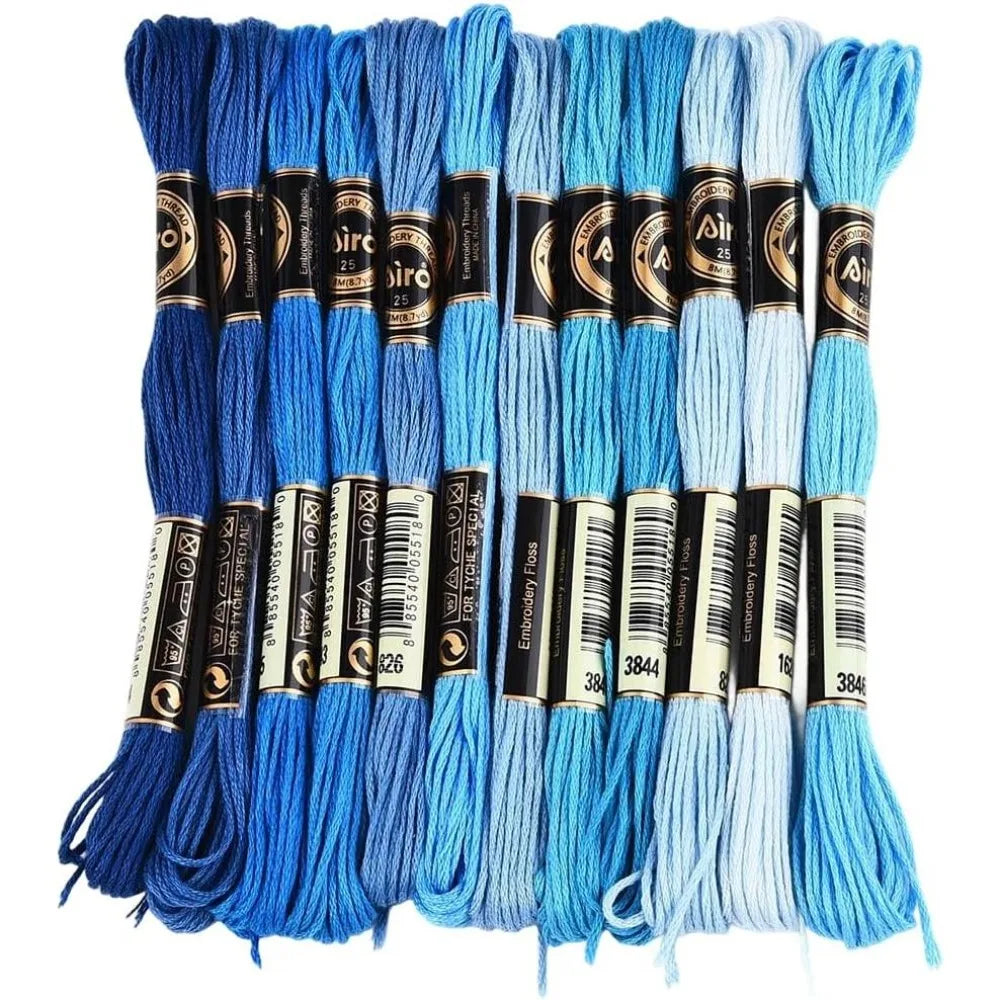 12 Skeins Variegated Blue Embroidery Floss Gradient Thread Set Embroidery Floss Axl AECH04-19282
