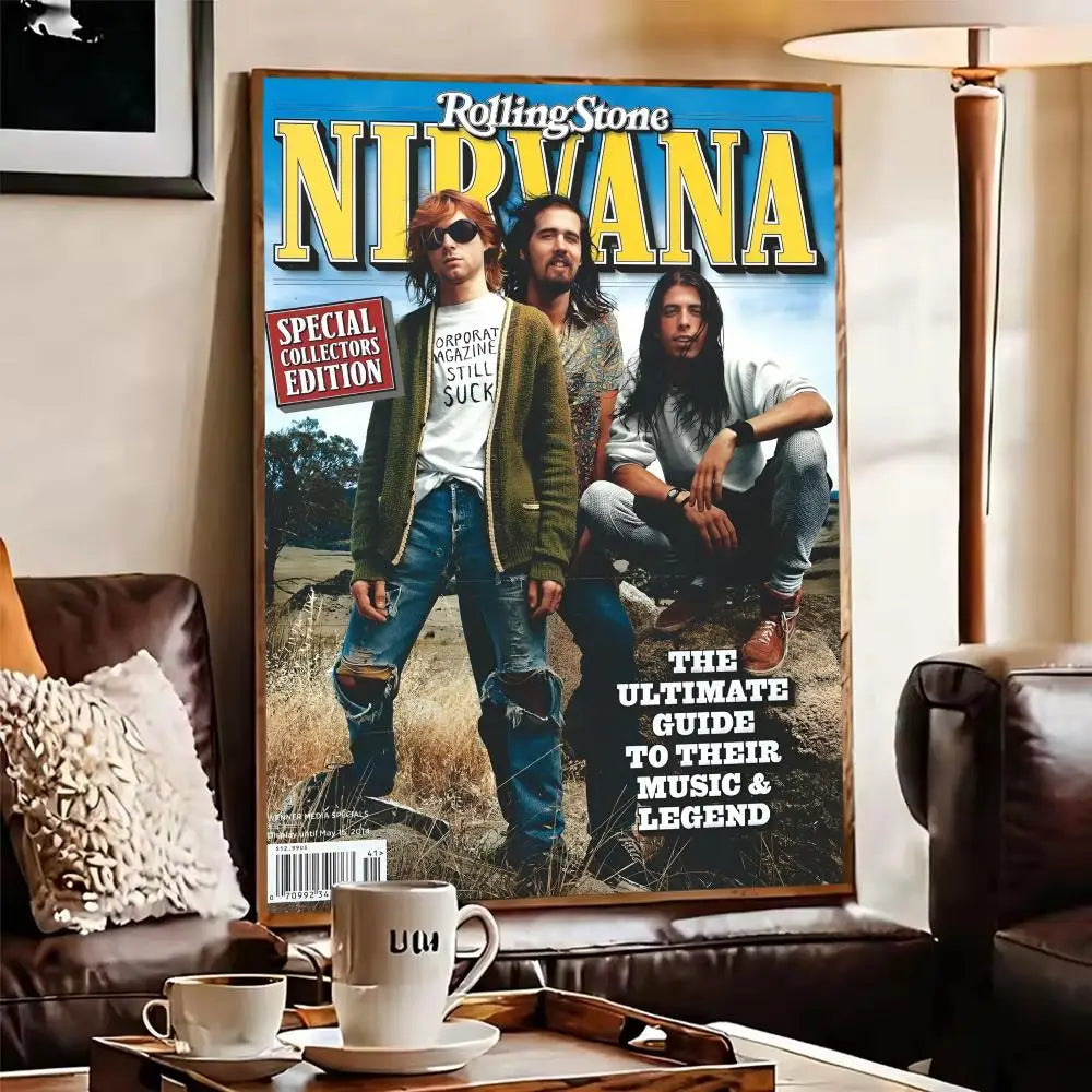 Nirvana Rock Band Wall Poster – Self-Adhesive Art Sticker Wall Art Poster Axl