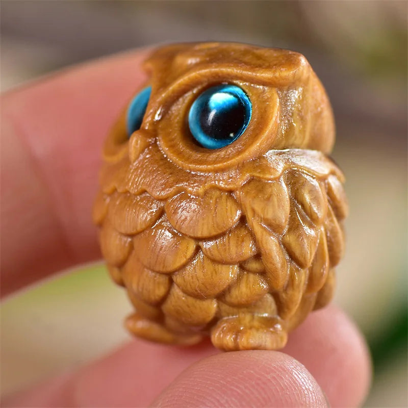 Mini Wood Carved Owl Pendant – Green Sandalwood DIY Ornament Wood Carved Ornament Axl 1pc
