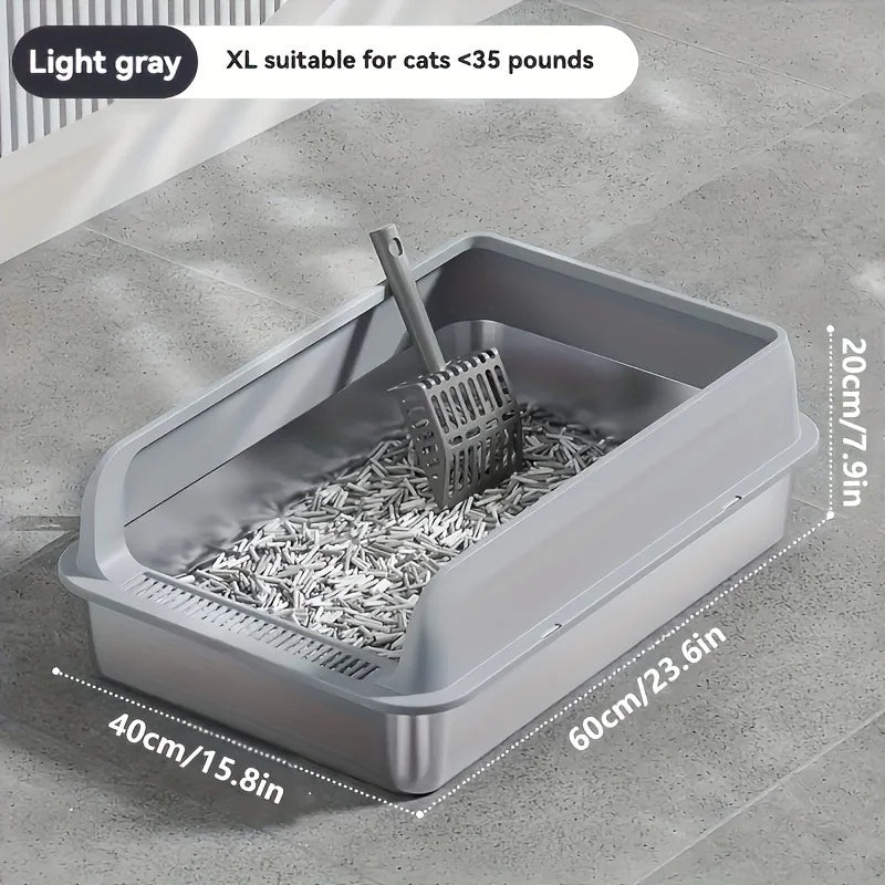 KEMORELA XL Stainless Steel Cat Litter Box with Lid & Scoop Cat Litter Box Axl