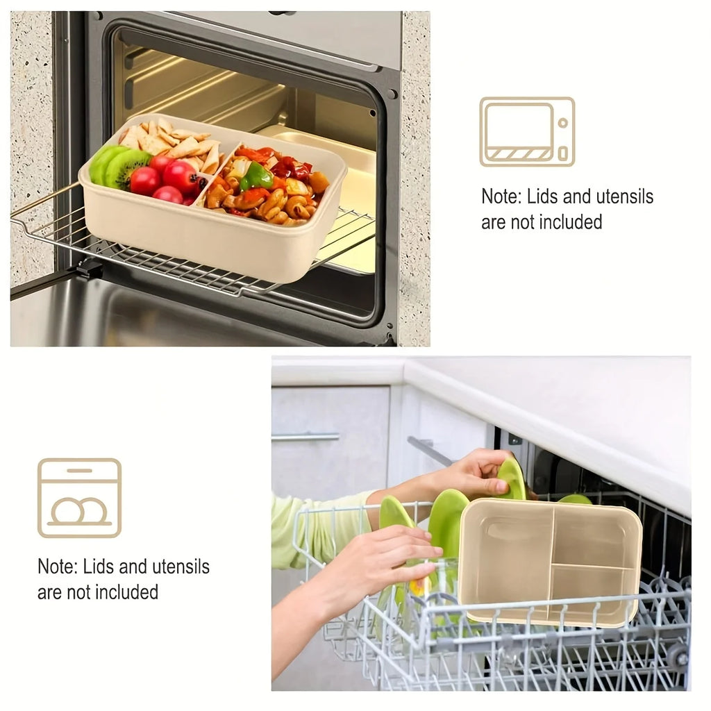 Leak-Proof Lunch Box with Utensils – 3-Compartment Microwave Safe Lunch Box Axl