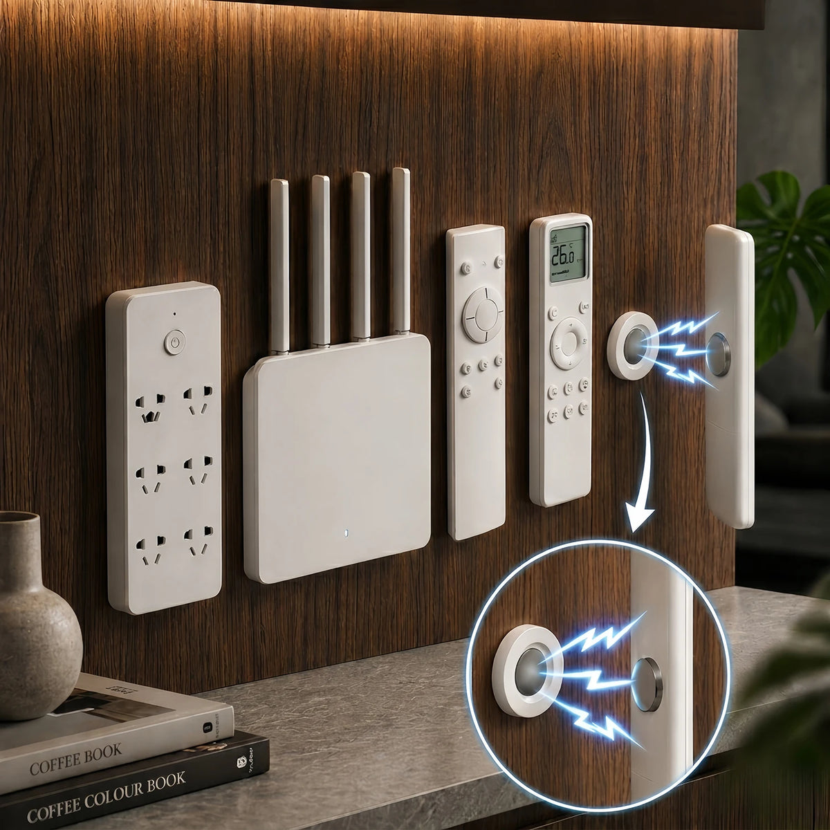 3-Pack No-Drill Magnetic Remote Holder – Wall Mount, White Remote Control Holder Axl