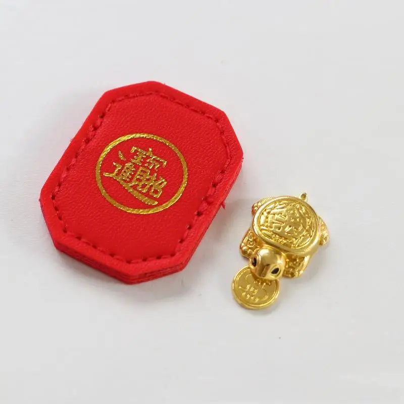 Feng Shui Lucky Turtle Wallet Charm – Gold Money Ornament Lucky Charm Ornament Axl A2