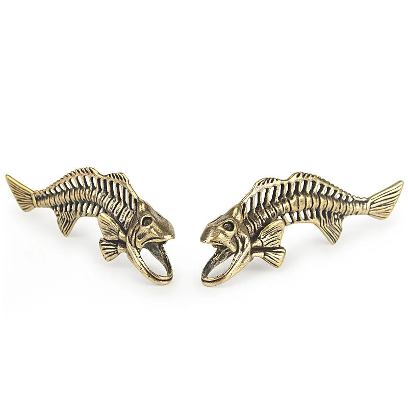 Vintage Brass Fish Bone Paracord Keychain Pendant | DIY Key Ring Paracord Keychain Pendant Axl
