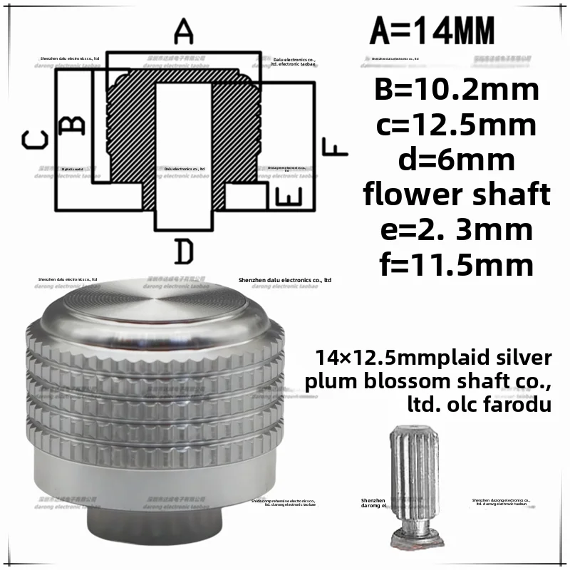 Aluminum Alloy D-Shaft Potentiometer Knob – Volume Control Cap Potentiometer Knob Axl silvery A