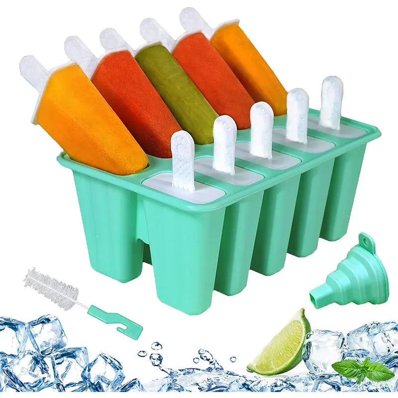 BPA-Free Silicone Popsicle Molds 6/10 Cavity Ice Pop Maker Ice Pop Mold Set Axl