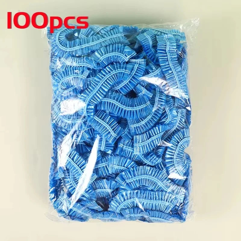 100-Pack Disposable Shower Caps – Waterproof Elastic Plastic Disposable Shower Cap Axl