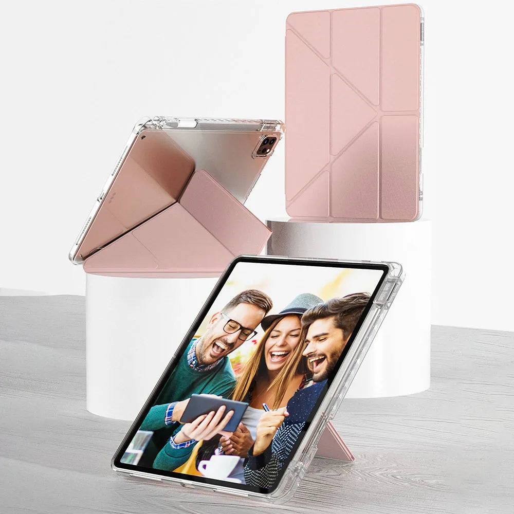 Transparent Acrylic iPad Case – Y-Fold Kickstand & Pencil Slot Tablet Protective Case Axl Pink iPad Pro 11inch 2020