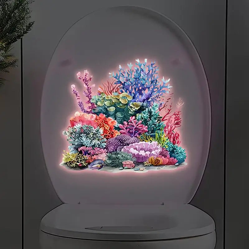 Glow-in-the-Dark Coral Reef Toilet Sticker – Luminous Wall Decal Wall Decal Sticker Axl
