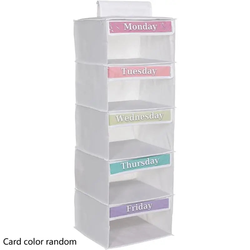 5-Shelf Kids Weekly Hanging Closet Organizer – Days of Week Hanging Closet Organizer Axl A3
