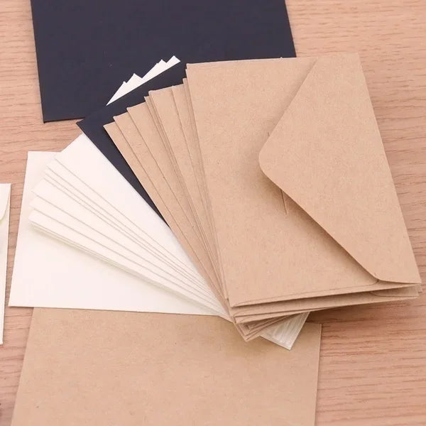 10-Pack Retro Kraft Paper Envelopes – Black, White & Brown Kraft Paper Envelopes Axl
