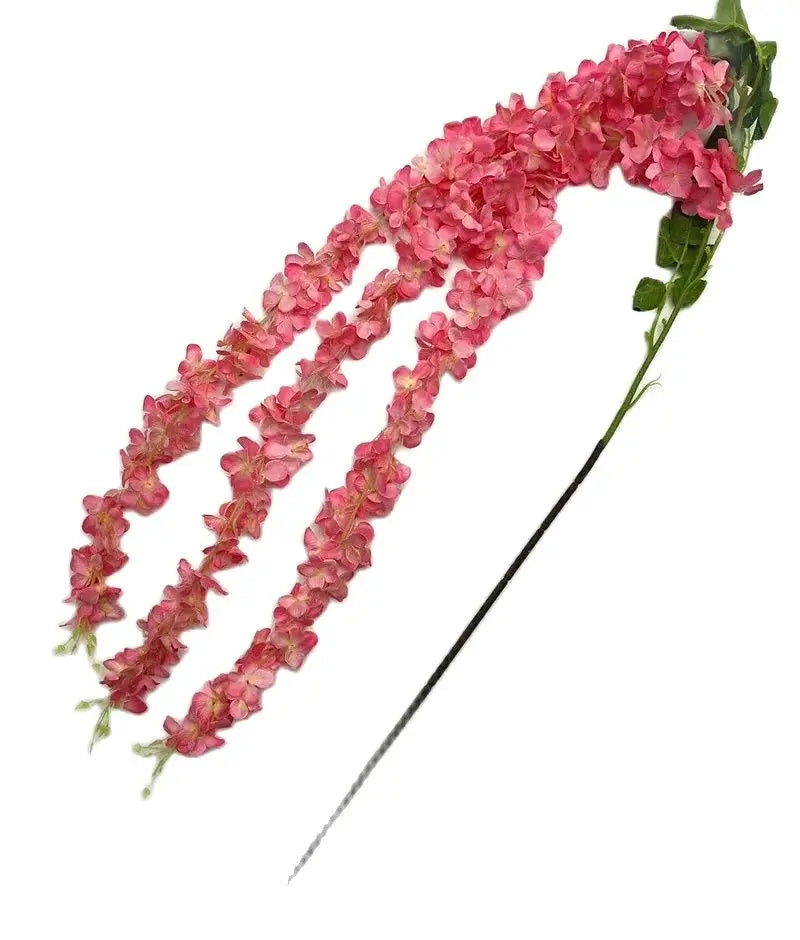 Silk Hydrangea Wisteria Vine 3-Fork Artificial Flowers 172cm Artificial Flower Vine Axl Pink