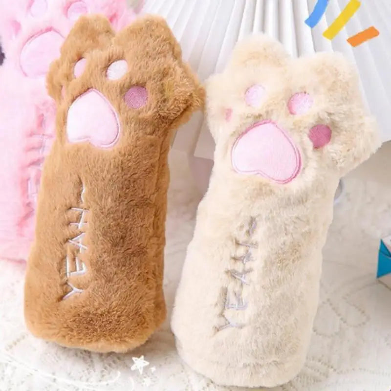Cartoon Cat Paw Plush Pencil Case – Large Capacity Student Bag Plush Pencil Case Axl