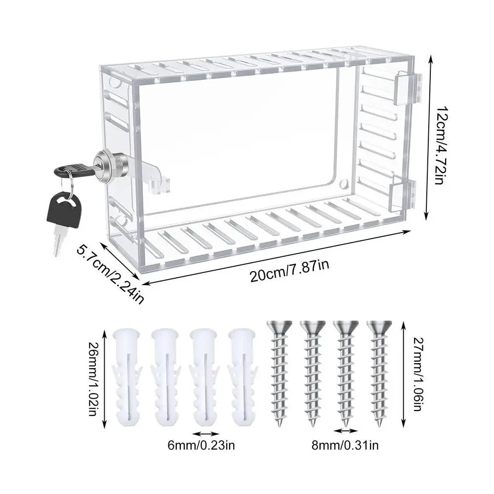 Lockable Thermostat Lock Box – Clear Acrylic Guard with Key Thermostat Lock Box Axl 1pcs 20x12x5.7cm
