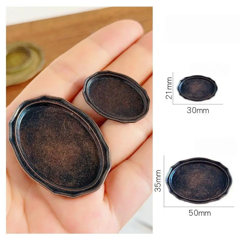 1/12 Dollhouse Miniature Oval Metal Dish – Retro Kitchen Plate Dollhouse Accessory Axl