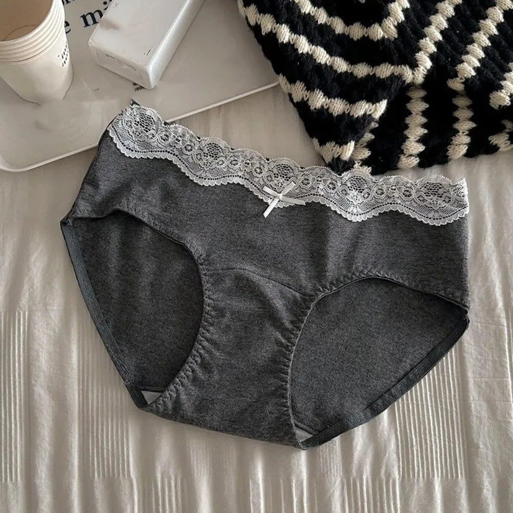 Women's Soft Floral Lace Bow Briefs – Comfortable Panties M–XL Lace Briefs Axl