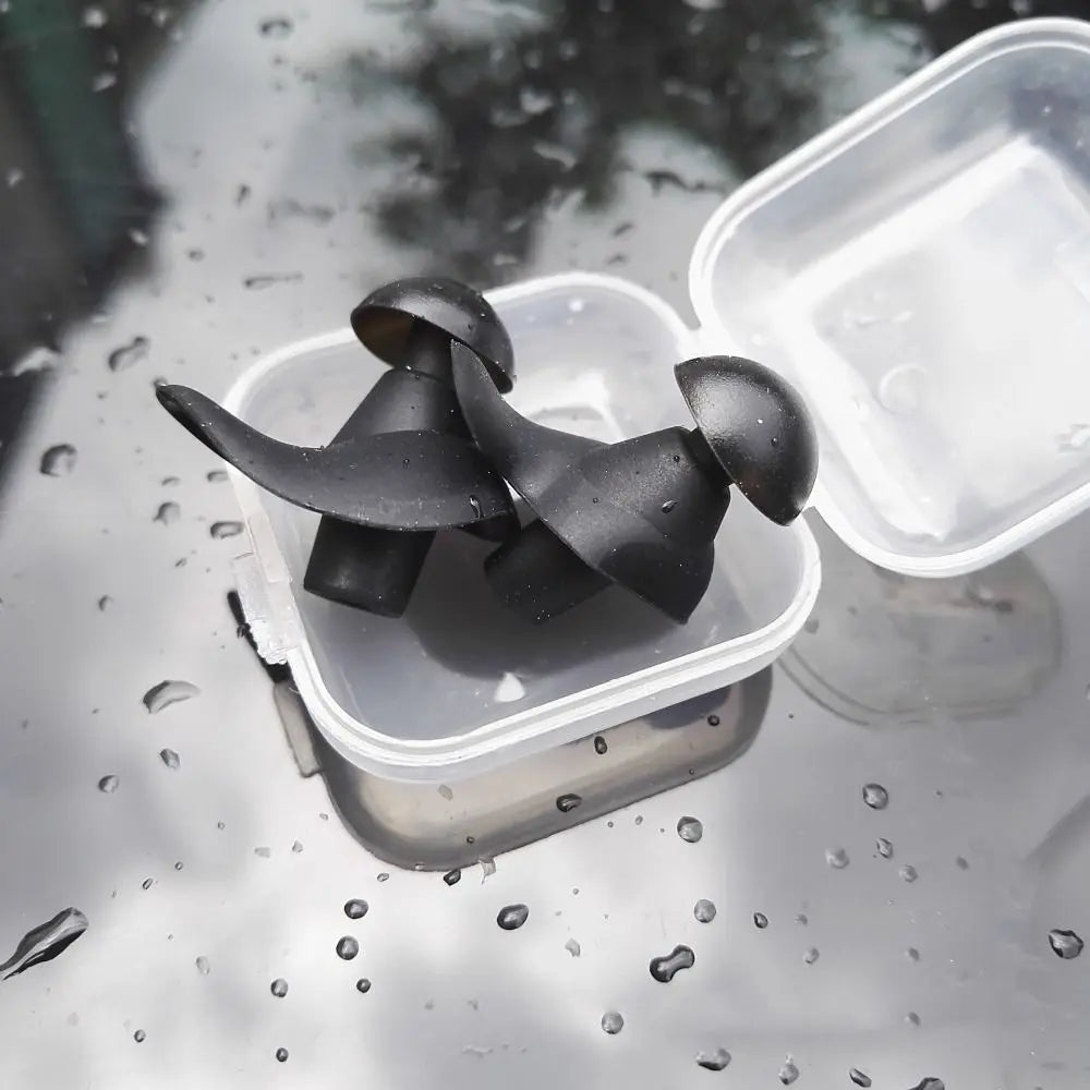 Silicone Swimming Earplugs – Waterproof Ear Plugs with Storage Box Swimming Earplugs Axl black-with case