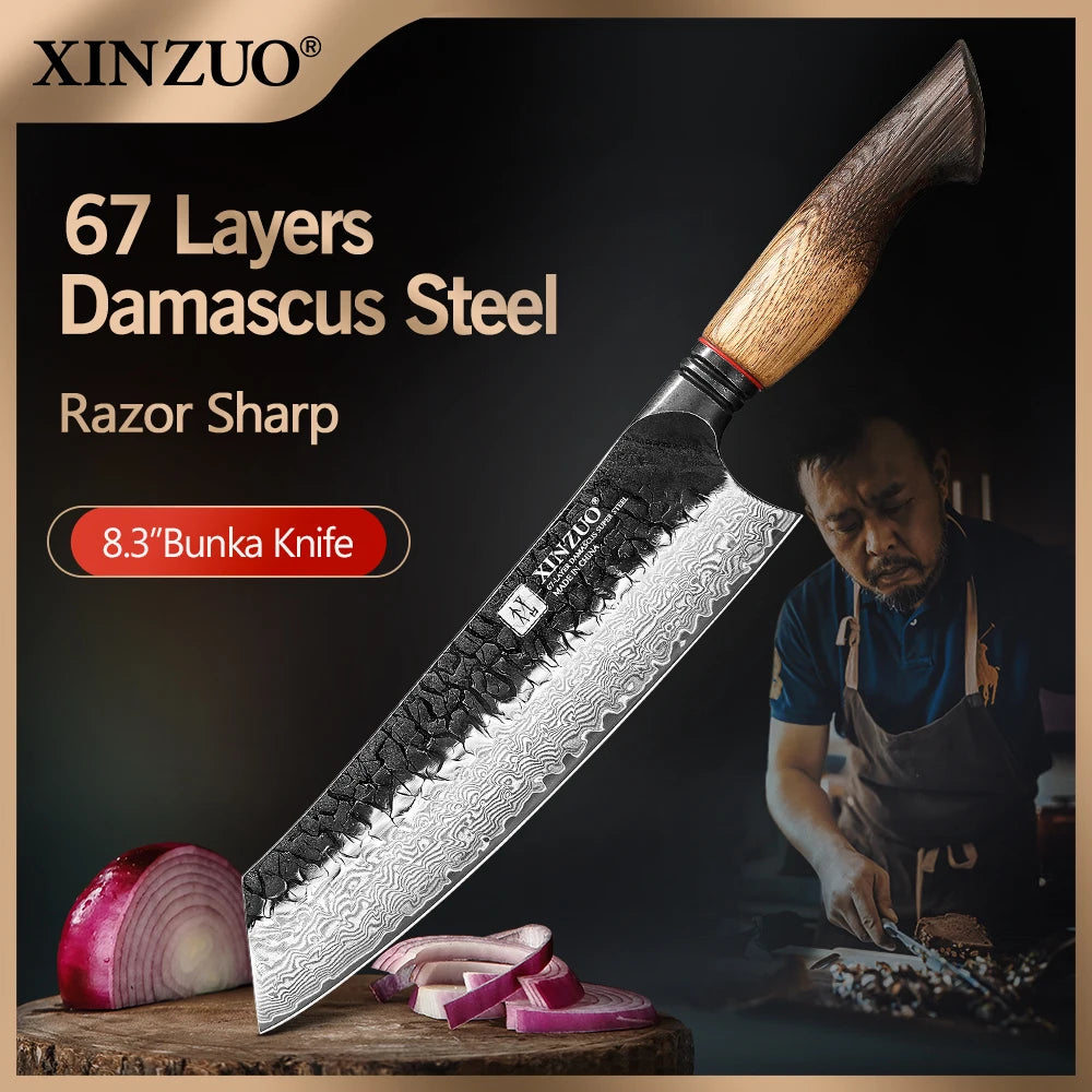 XINZUO 8.31" Bunka Knife – 67-Layer Damascus Steel Chef Knife Damascus Chef Knife Axl China Mainland