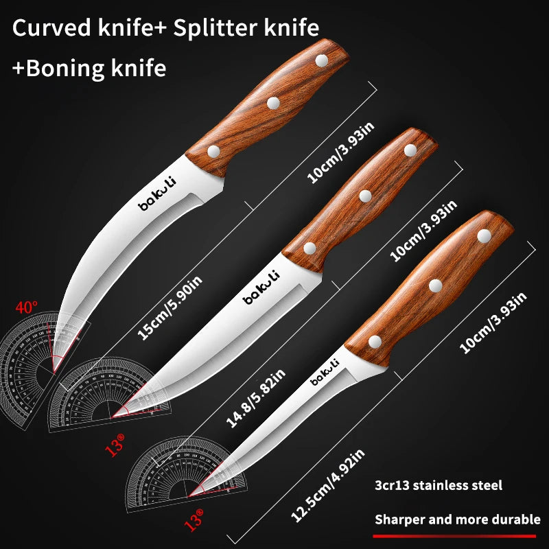 PLYS Professional Boning Knife – High Carbon Stainless Steel Boning Knife Axl 3pcs