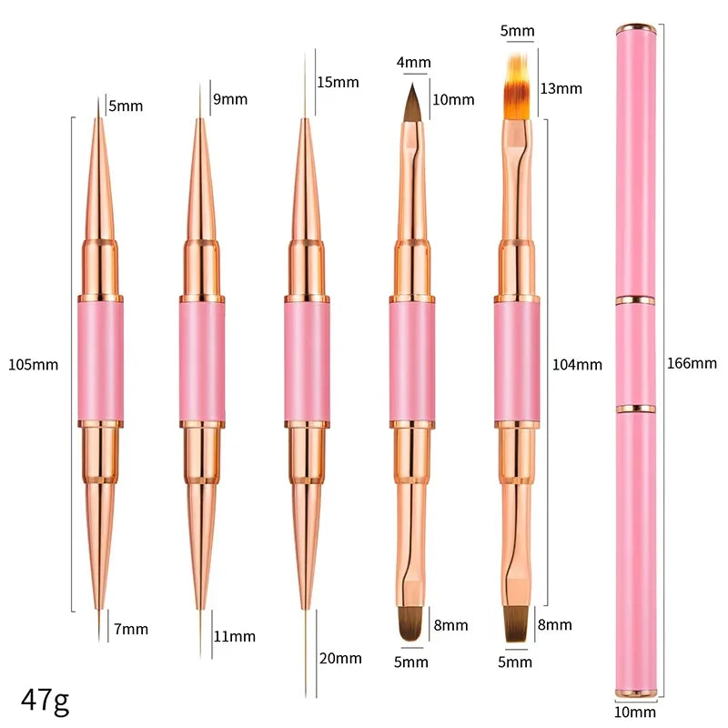 5-Piece Professional Nail Brush Set – Salon Nail Art Tools Nail Art Brush Set Axl 5pcs C