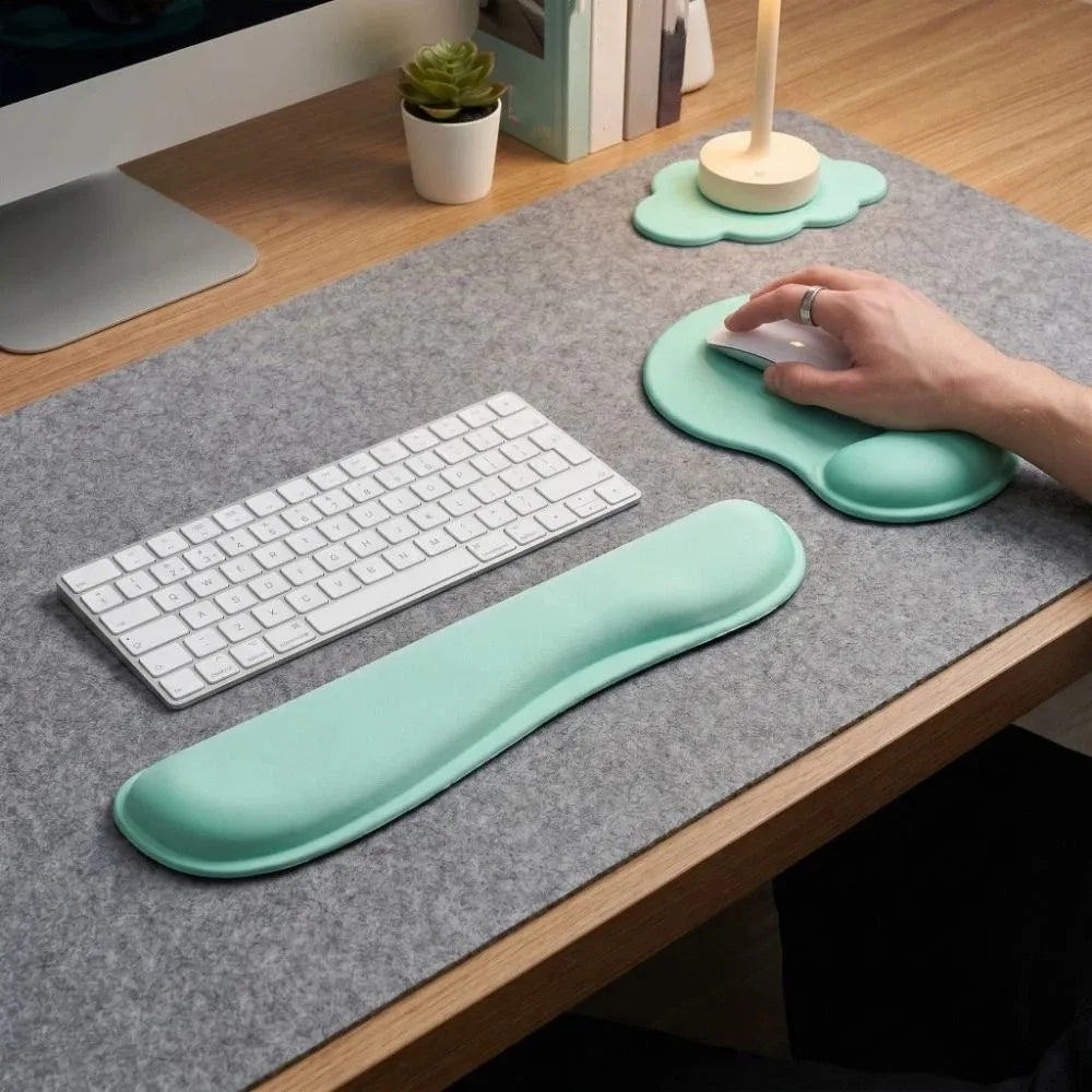 Cloud Shape Keyboard Wrist Rest Set – 3Pc Ergonomic Mouse Pad Wrist Rest Set Axl
